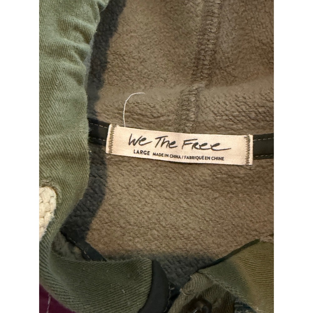 We The Free Free People Patchwork Quilted Floral Hoodie Olive Large Oversized - Picture 6 of 8